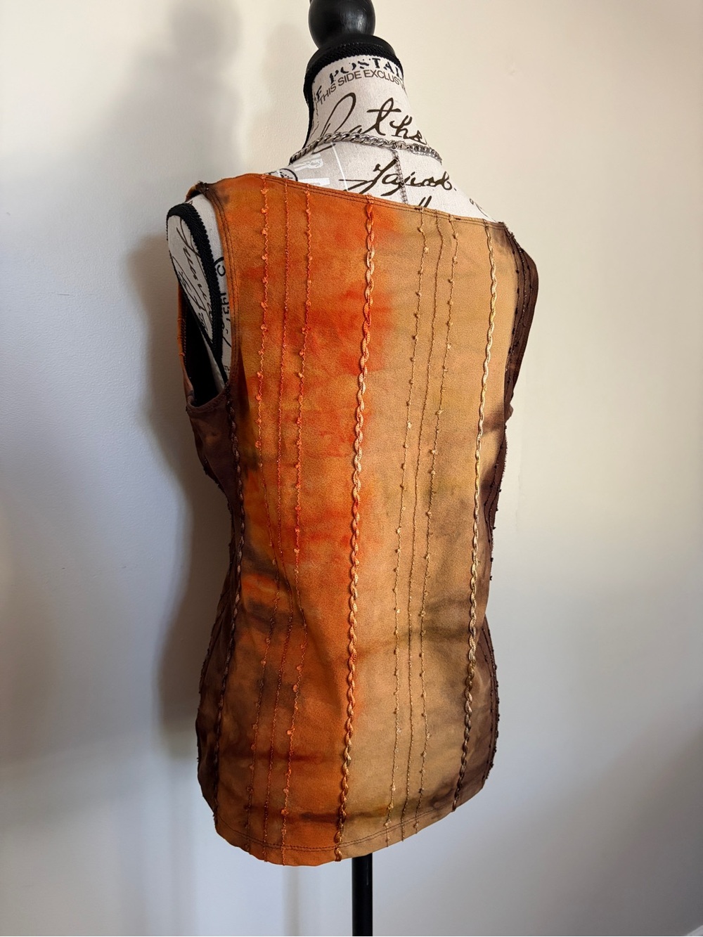 Y2K Le Chateau Orange Brown Fairy Whimsigoth Earthy Sequin Top - Picture 4 of 8